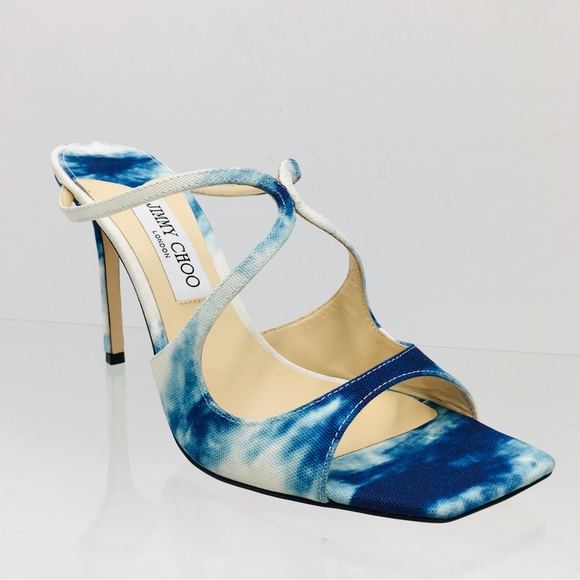 Jimmy Choo ANISE 95 Marbled Denim Women’s heel sandals Size EU 37 US 7 Medium - Picture 10 of 16
